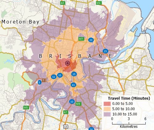 Drive-time analysis with Maptitude Australia mapping software